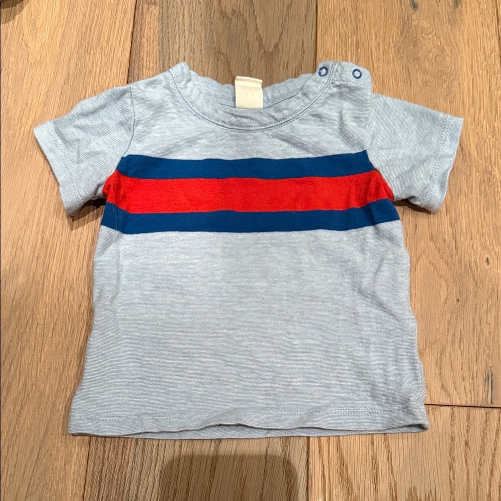 EUC Kids Gray Shirt with Red and Blue Stripes